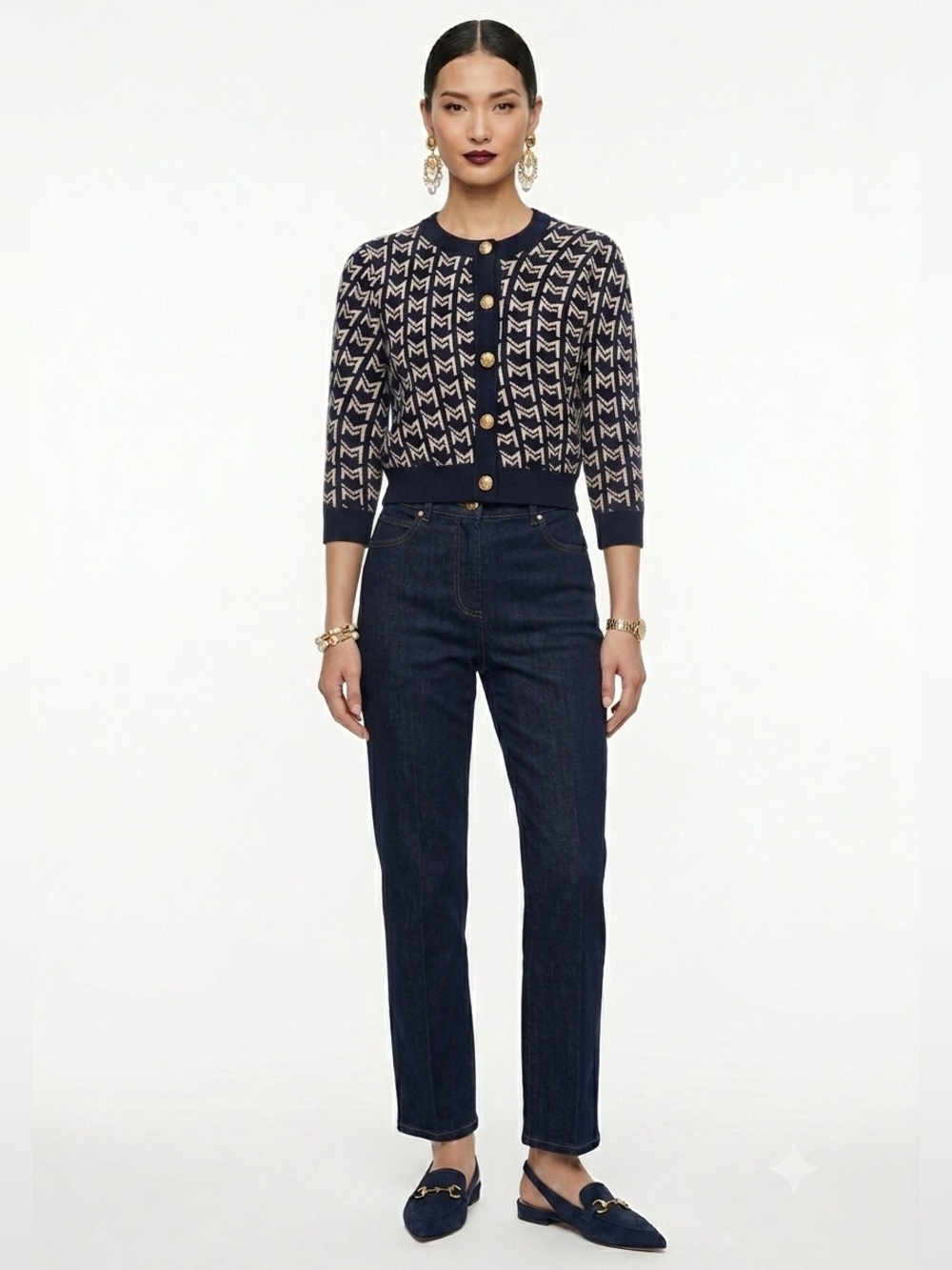 Maje Magram Monogram Knitted Cardigan size 2= medium